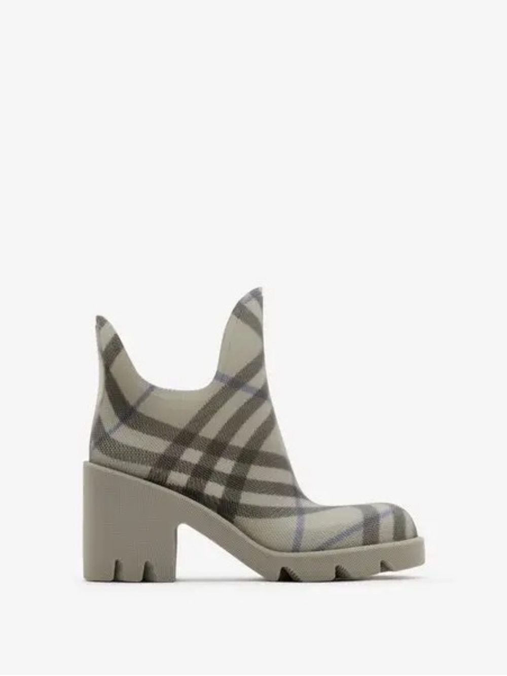 Authentic Burberry check rain boots in the Lichen colorway, size US 6.